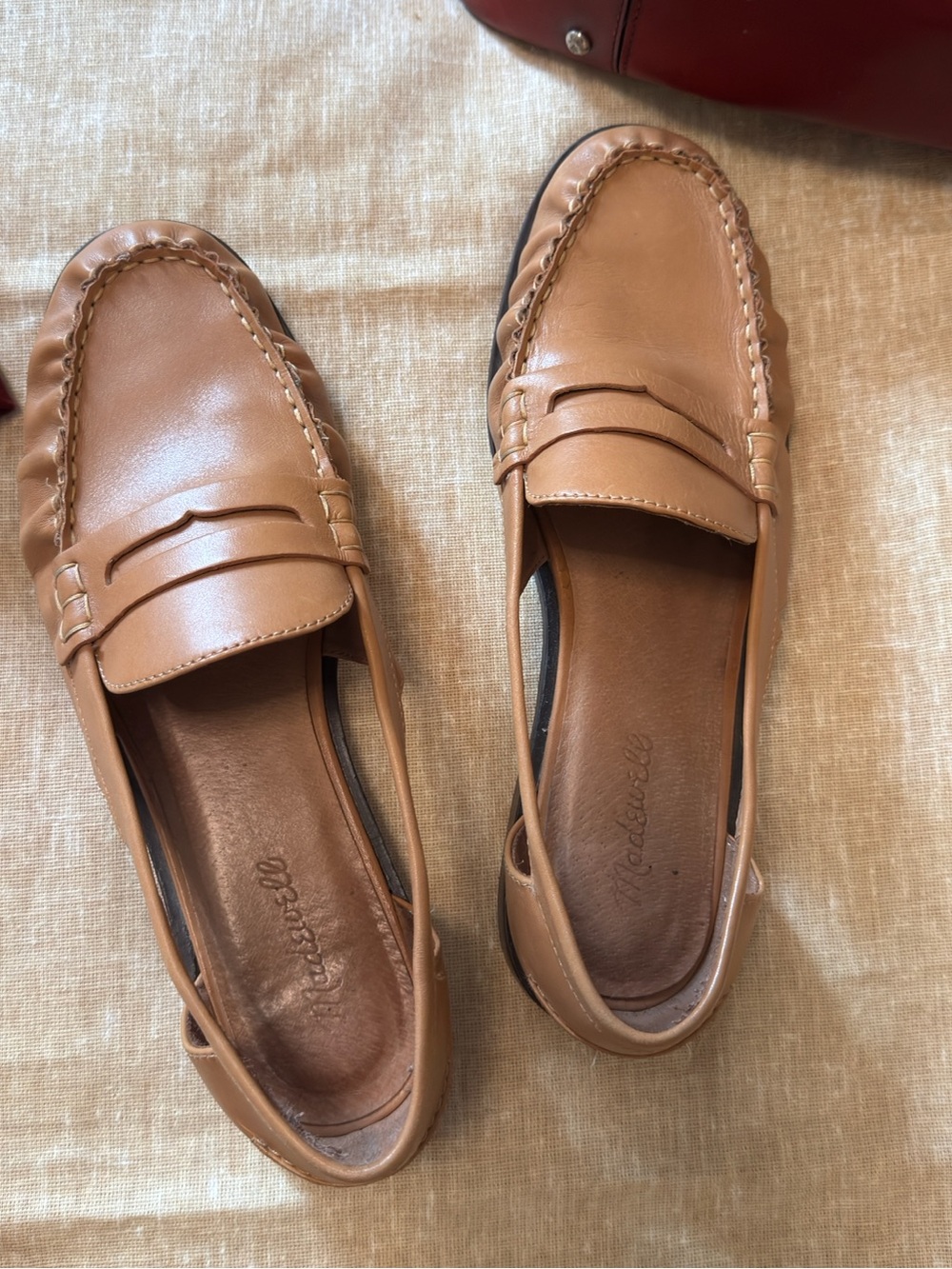 Madewell Cognac Tan Leather Penny Loafers